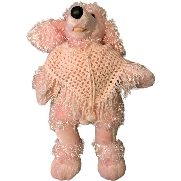 Build A Bear Pink French Poodle Dog Crochet Shawl Stuffed Animal Plush HTF BABW - Picture 3 of 16